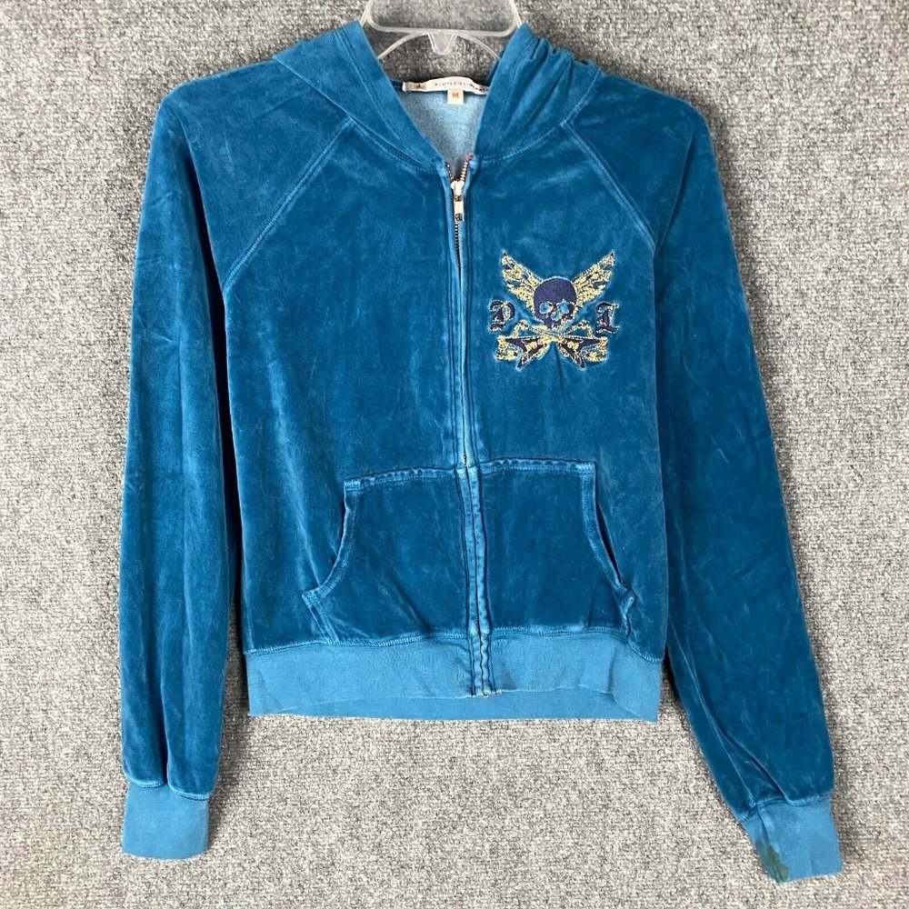 People's Liberation Hoodie Girls Medium Full Zip Blue Cotton Blend M